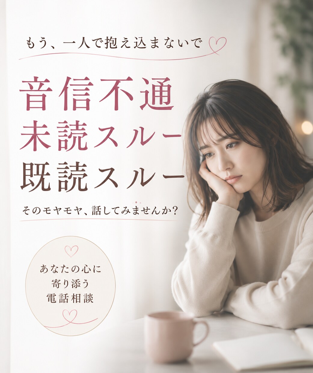 音信不通・未読・既読無視の苦しい気持ちお聞きします 心が落ち着くまで何度でも同じ話をしてください イメージ1