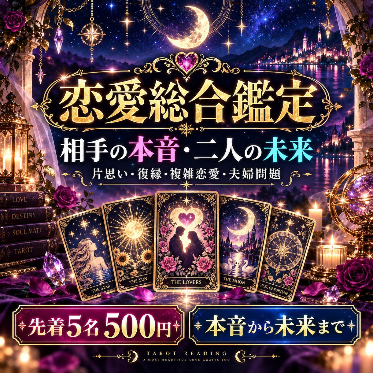 先着5名500円｜相手の気持ちと未来を占います 心の奥の本音から今後のアドバイスまで丁寧に鑑定 イメージ1