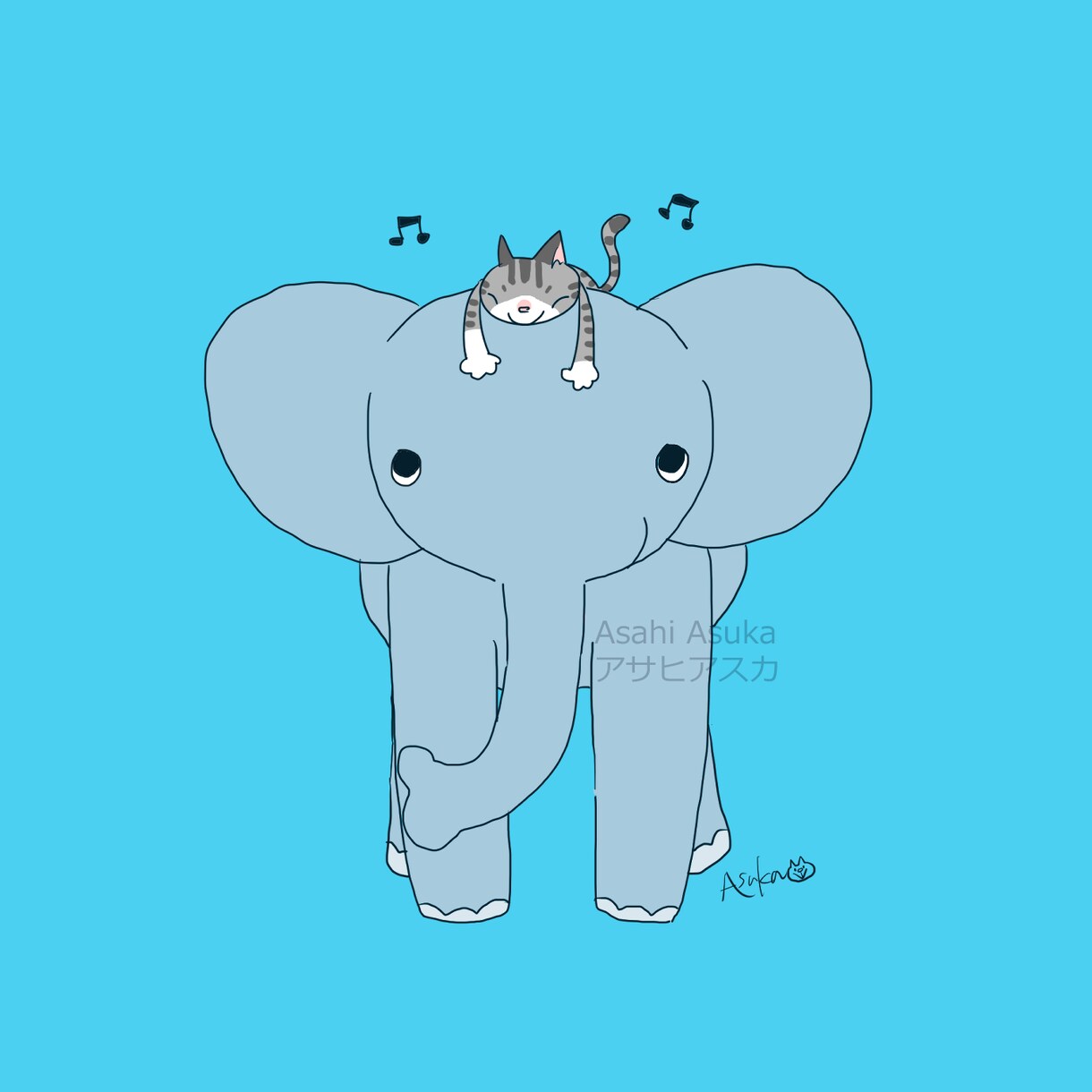 動物や生き物に猫がのったイラスト描きます 可愛いイラストを見てほっこり癒しのひとときを イメージ3