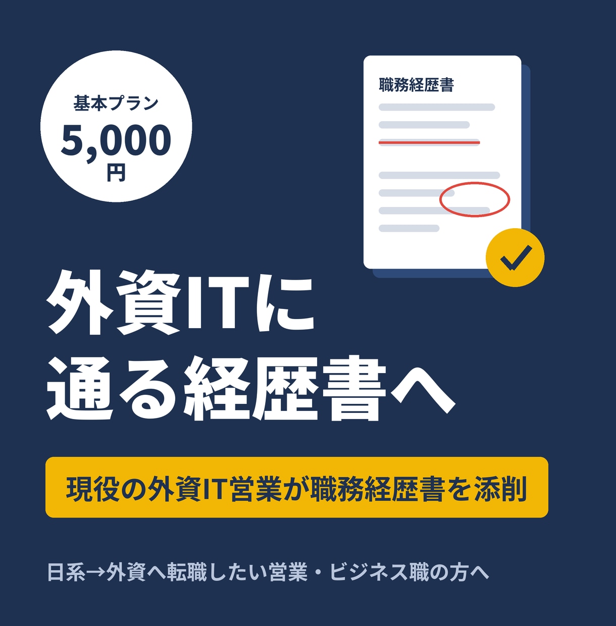 外資IT営業4社の現役が職務経歴書を添削します Microsoft等を通過した目線で、通る書き方に直します イメージ1