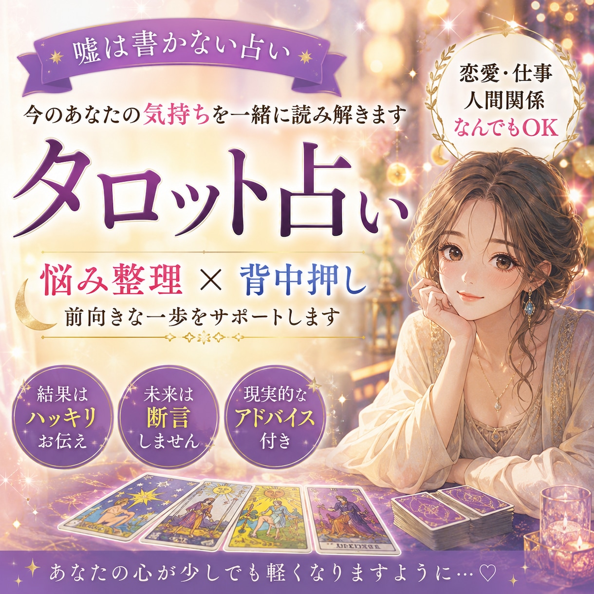 心の交通整理タロット  心の声を読み解きます あなた自身が納得できる答えを見つけるお手伝いをします。 イメージ1