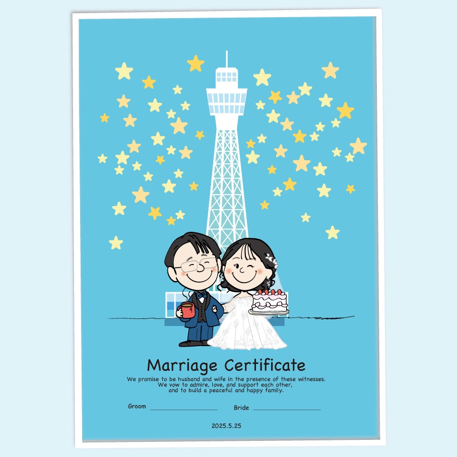 スヌーピー風似顔絵のゲスト参加型結婚証明書作成ます 説明書付き・年間300人以上の作成歴で可愛い似顔絵が大好評 イメージ4
