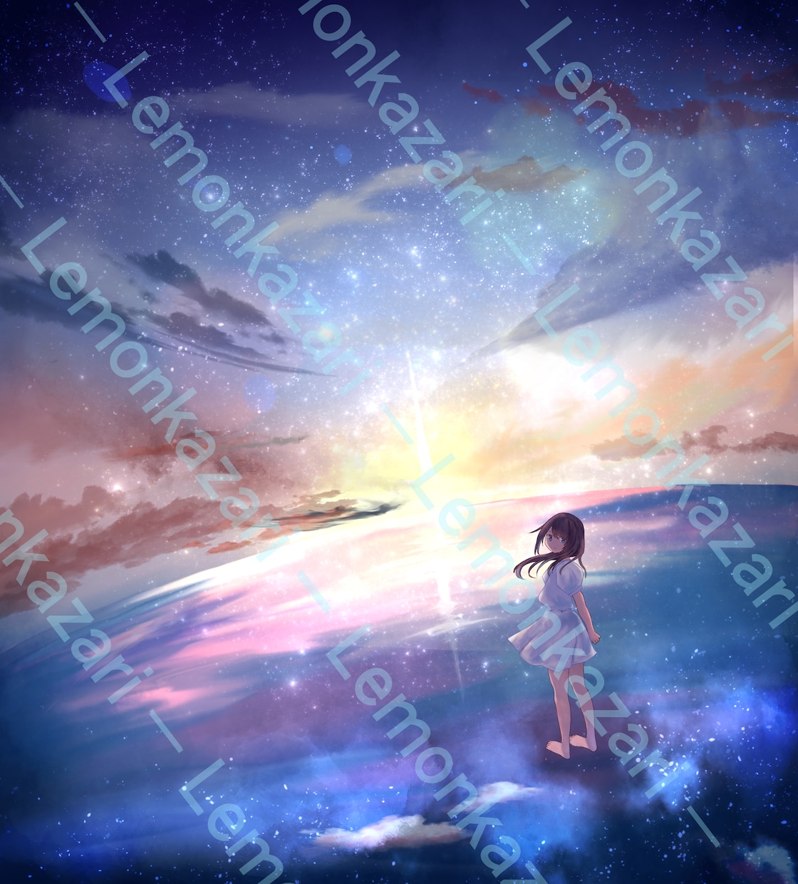 青が際立つ爽やかなイラストを描きます 歌みたやボカロ楽曲向けにイラストを制作します！ イメージ4
