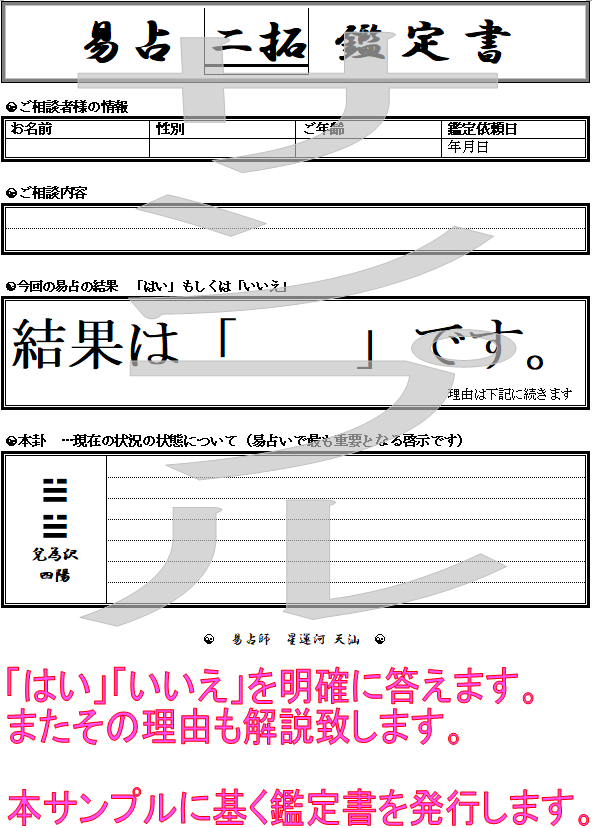 あなたのお悩みに「はい」「いいえ」で明確に答えます ☯二拓選択易占☯東洋最古最長最大最強が全身全霊全力尽力です☯ イメージ10