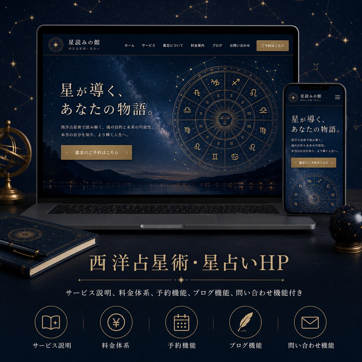 世界観が伝わる占い師・カウンセラーのHP作ります 3名様限定価格｜“世界観”と信頼感を丁寧に作成します イメージ5
