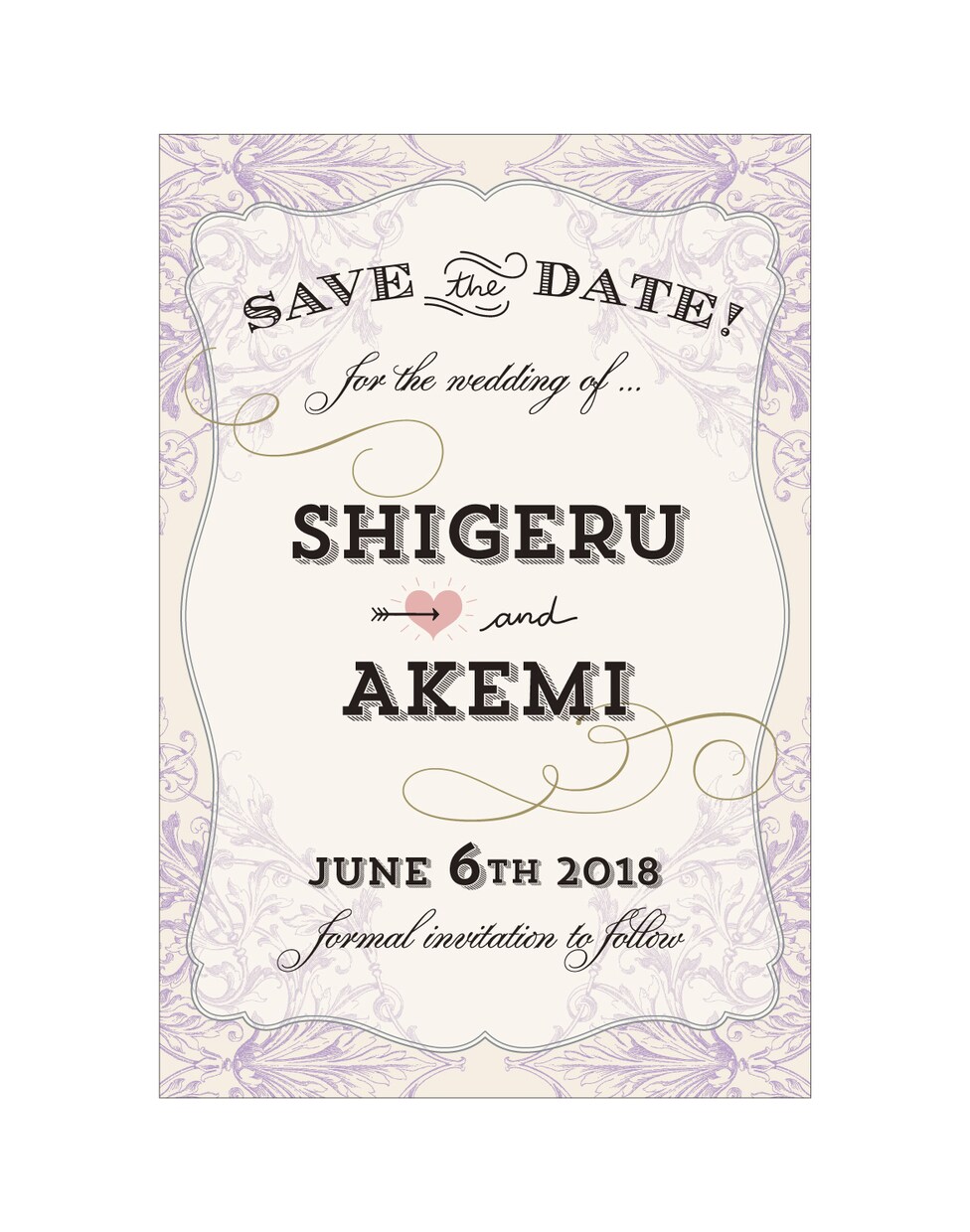 結婚式のお知らせをオシャレに♪作ります カスタムデザインで色も選べるSave the date♡ イメージ1