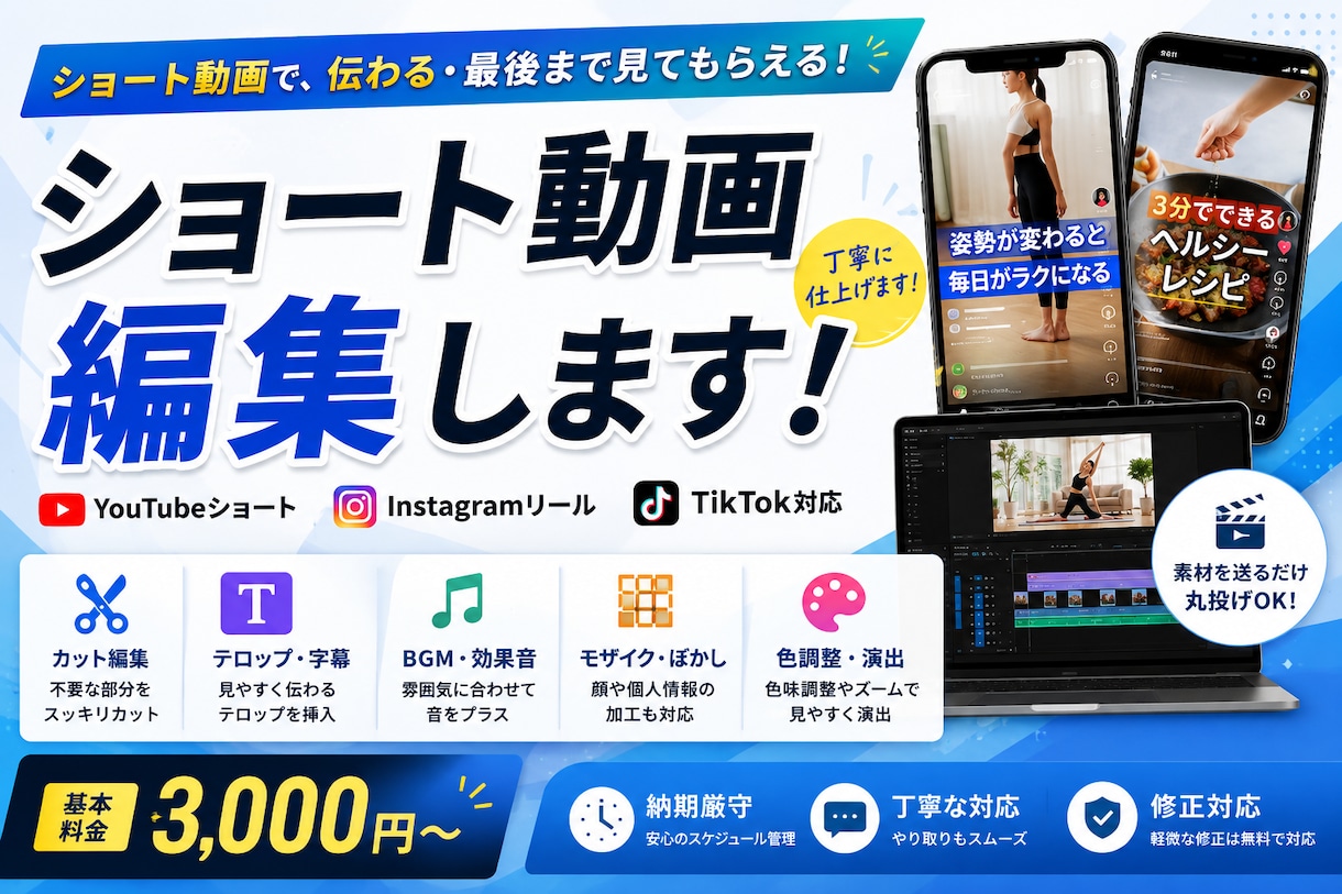 YouTube・SNSのショート動画を編集します テロップ・BGM・効果音まで丁寧に仕上げます イメージ1