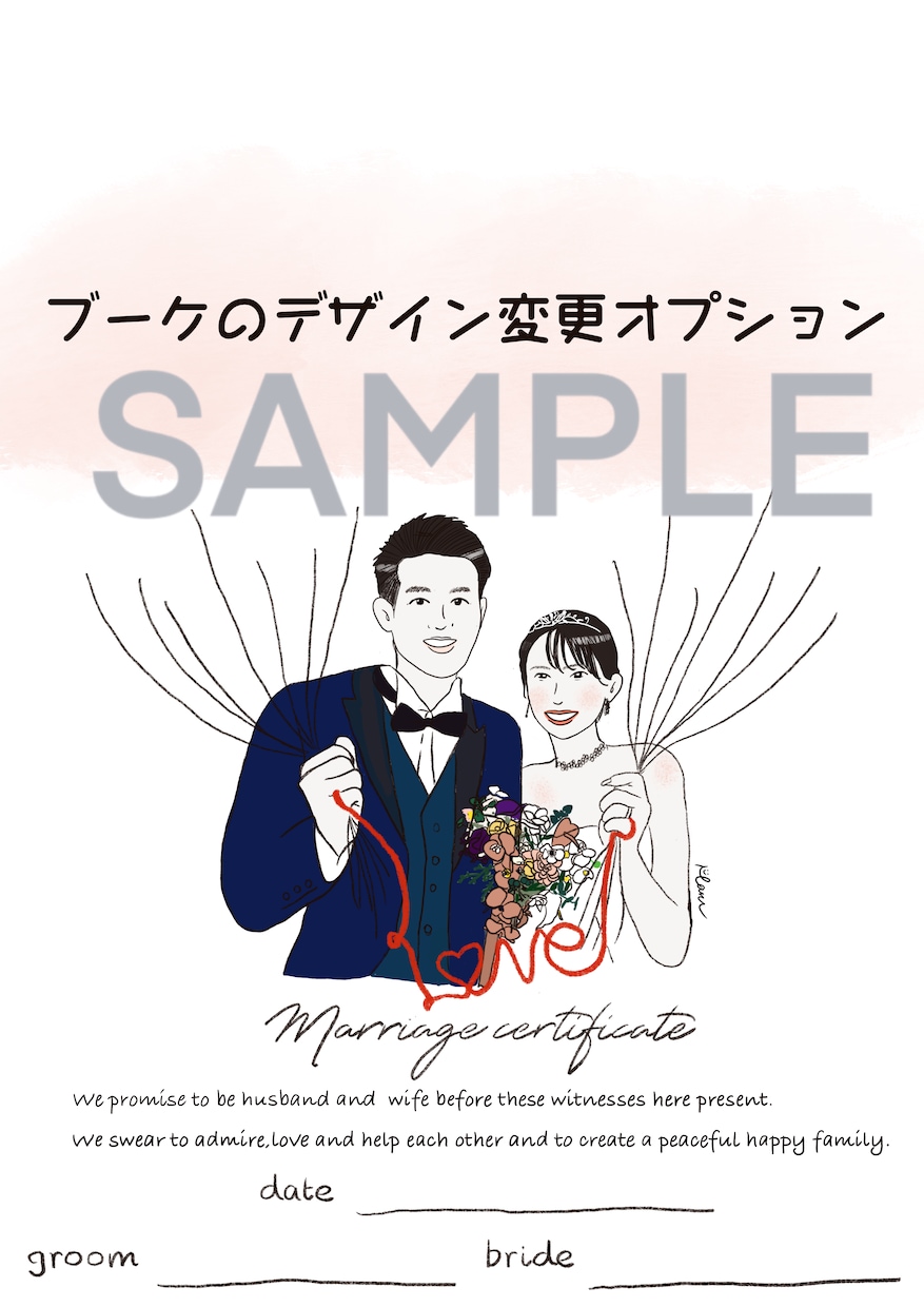似顔絵入りのウェディングツリーを作成します 説明書付き！世界に一つだけの結婚証明書 イメージ8