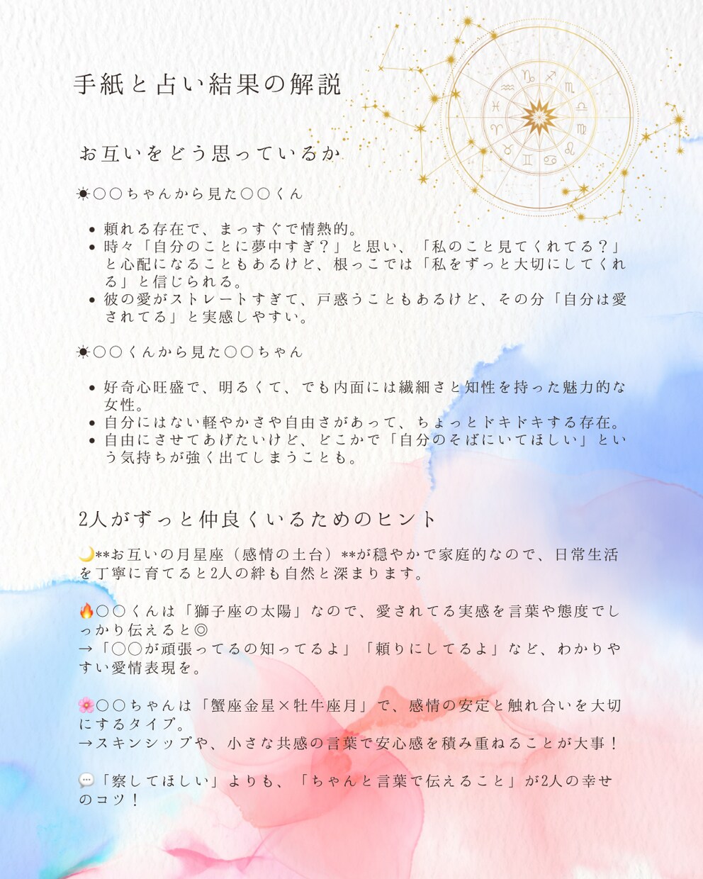 2人だけの“星読みラブレター”×似顔絵　描きます 占星術×似顔絵×手紙／カップル、夫婦、記念日、プレゼントに！ イメージ4