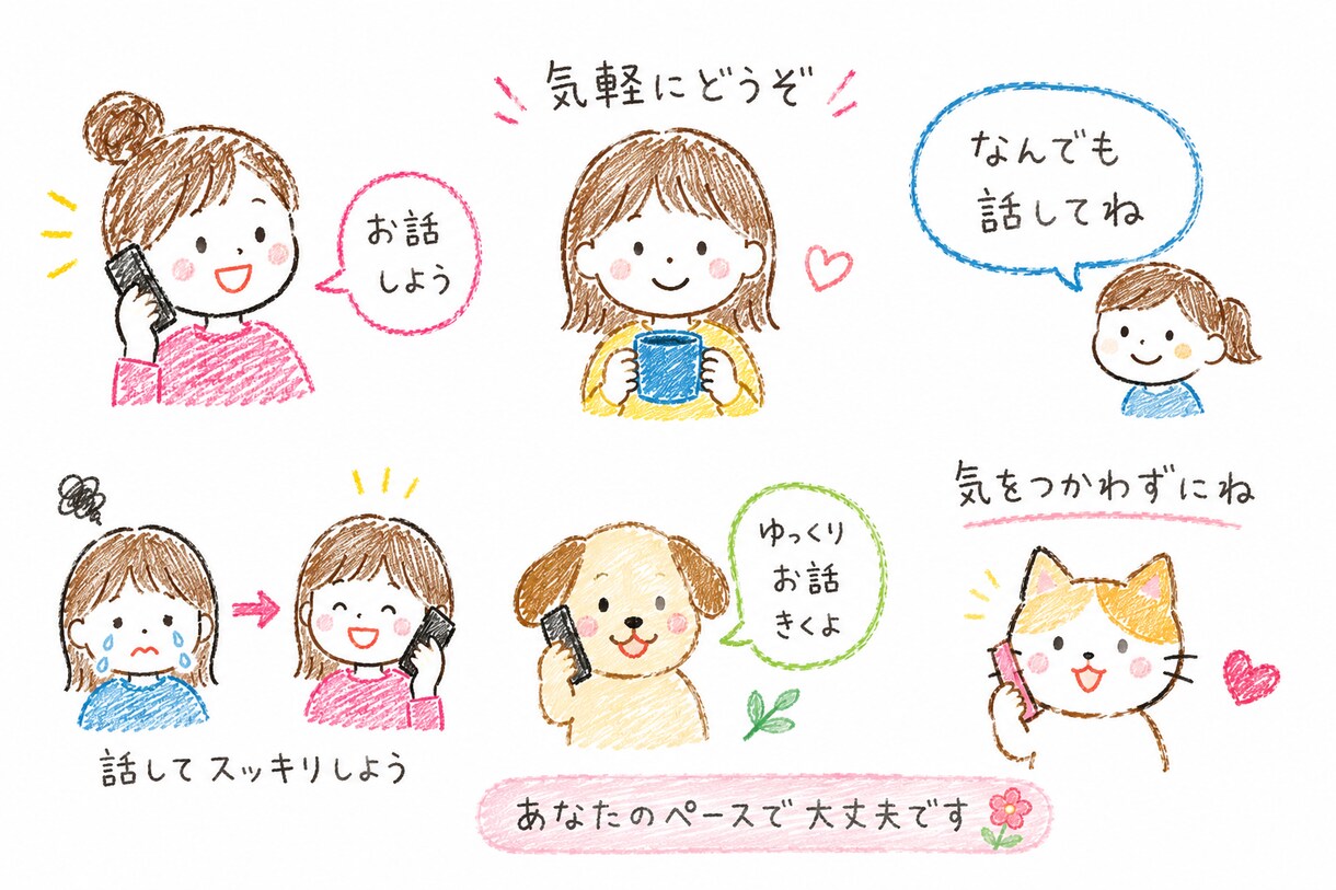 誰かと繋がりたい3分でも聞きます 1人の時誰かに聞いて欲しい　　試しに繋げてみる？ イメージ1