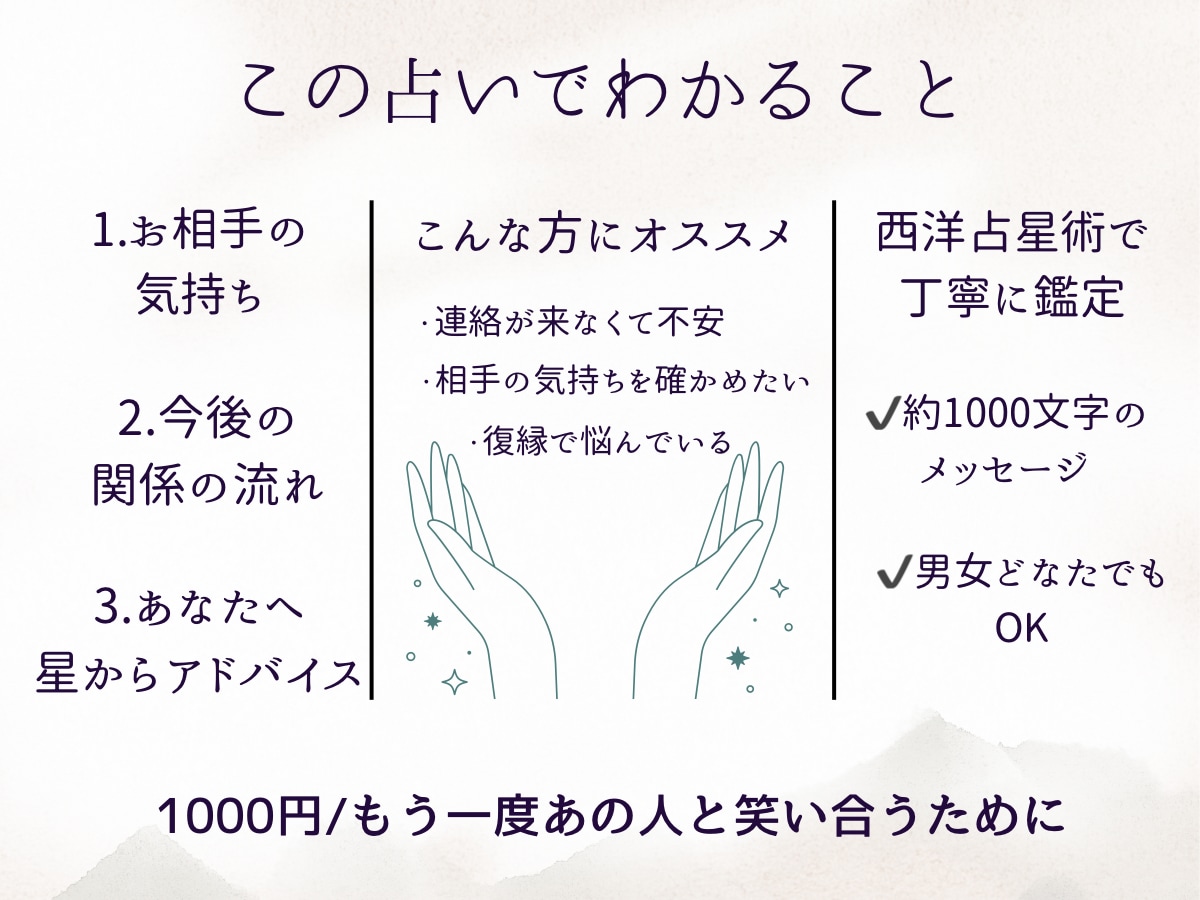 あの人の気持ちと復縁の可能性を星から読み解きます みなさまに、星のご加護がありますように イメージ2