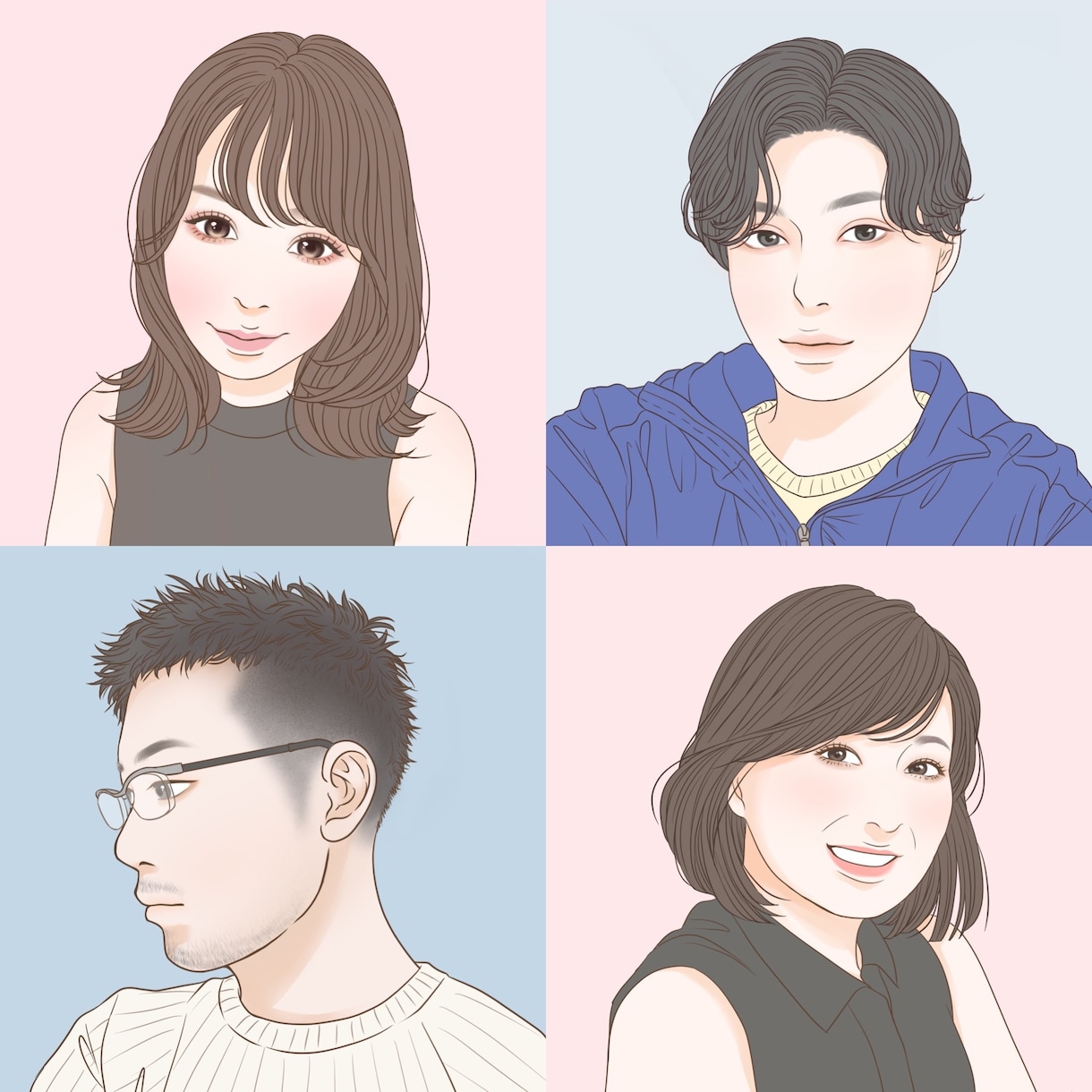 お写真からおしゃれな似顔絵描きます SNSアイコン、似顔絵、プレゼントなど特別な一枚をどうぞ イメージ2