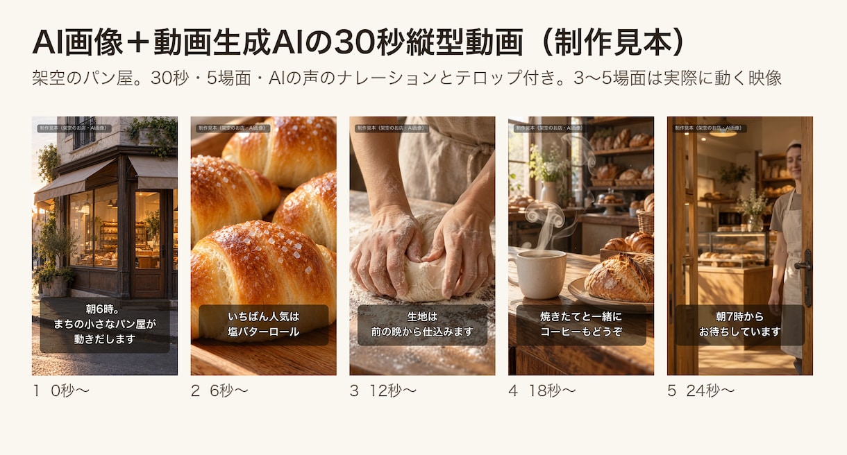 AI画像とテロップで30秒の縦型紹介動画を作ります お店やサービスの紹介を、スマホ向けの縦型ショートに イメージ3