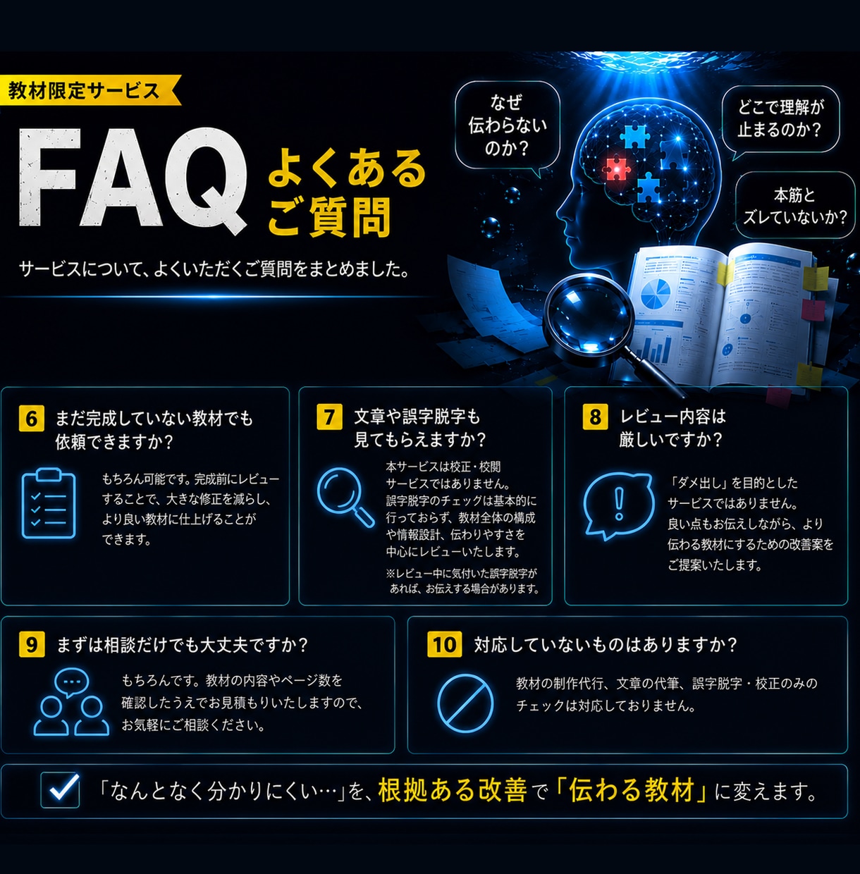 教材レビュー・ブラッシュアップします 「伝わる」から選ばれる。口コミで広がる教材へ。 イメージ10
