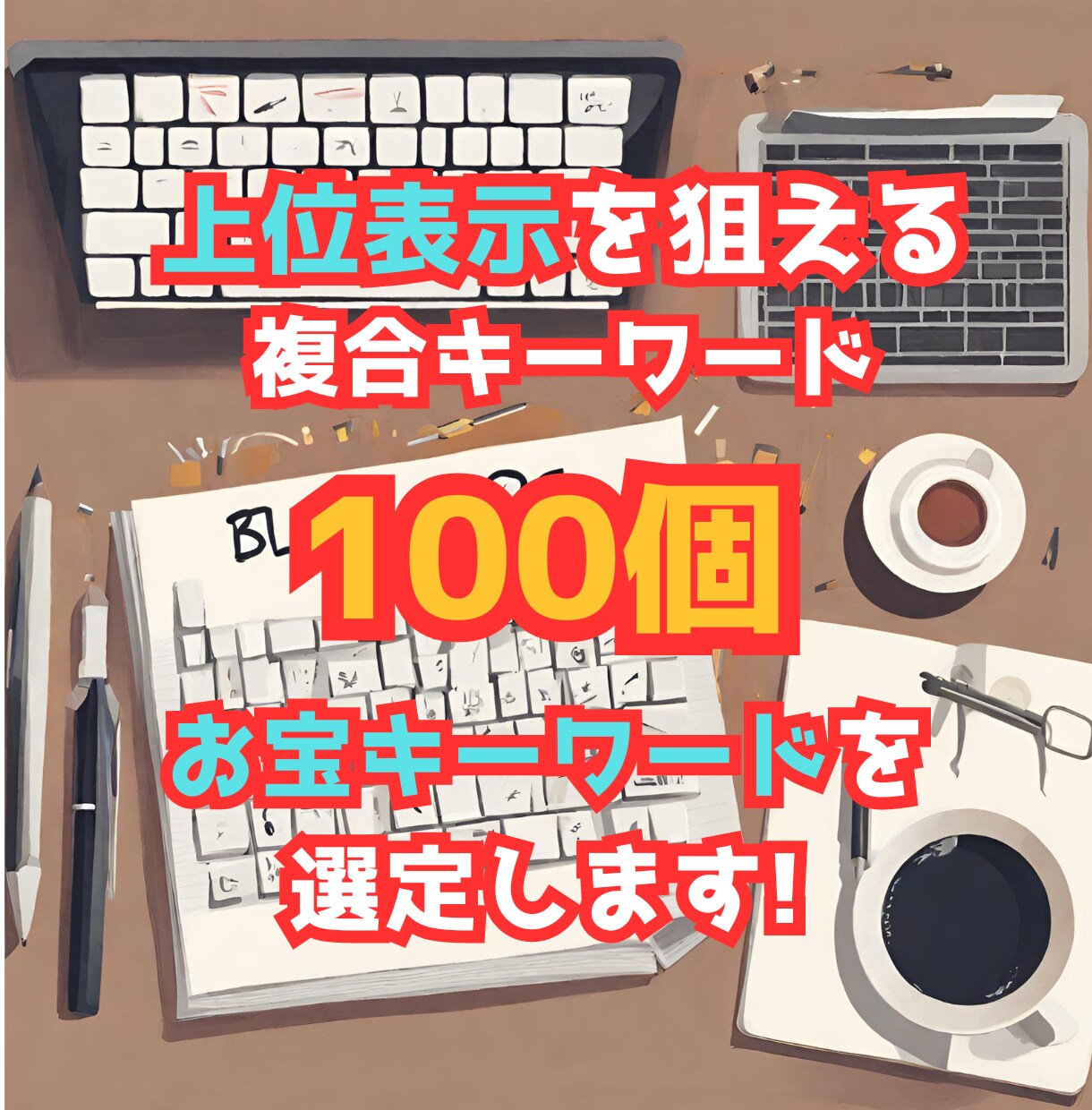 上位表示を狙える複合キーワード100個ご提供します 検索ボリュームがあり且つ上位表示を狙えるキーワードを選定 イメージ1