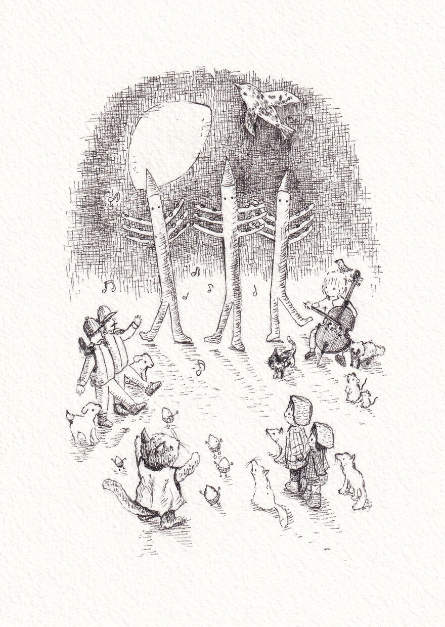絵本作家が描くペン画イラスト20×20cm作ります 会社案内や広告、ポスター、プレゼントにもおすすめです。 イメージ3