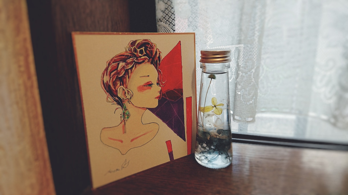 オシャレな雰囲気の色紙イラスト描きます 貴方だけの一点物のイラストをお部屋のインテリアに イメージ4