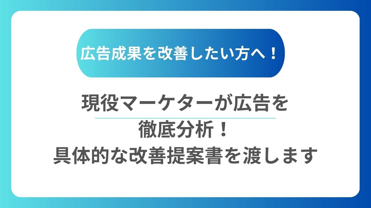 広告の成果を最大化する具体改善書を渡します 広告アカウントを徹底診断/成果が出る構造へ立て直します イメージ1