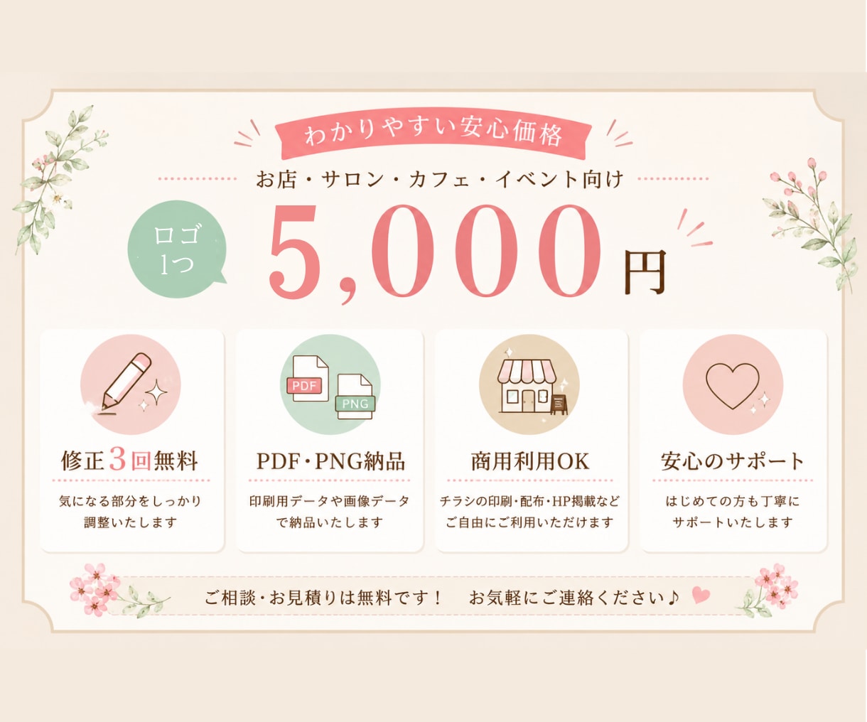 女性向け・かわいいロゴを心を込めて制作します サロン・カフェなど、やさしく親しみやすい世界観をロゴにします イメージ6
