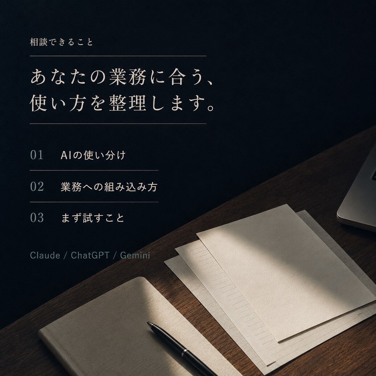 ChatGPT等3大AIの業務活用を相談します Claude・ChatGPT・Gemini対応の実務相談 イメージ3
