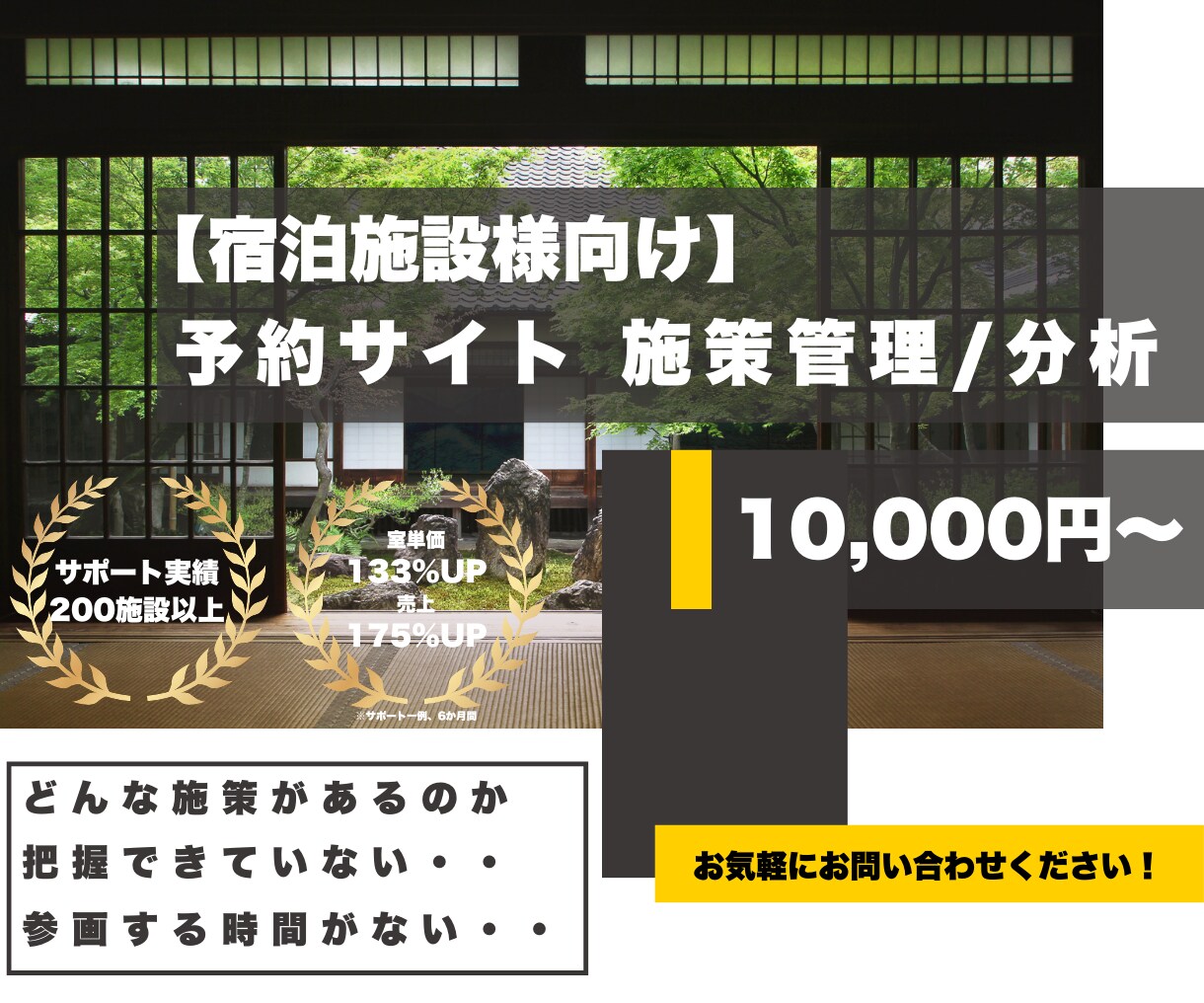 旅館ホテル様向け【OTA施策管理・分析】対応します 各OTAでどんな施策があるのか分からない悩みを解決します！ イメージ1