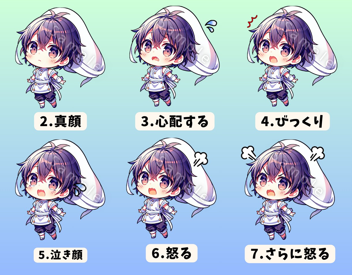 ちびキャラアイコン♪表情13種類セットを販売します いろんな表情のかわいいアイコン♪SNS・ブログの吹き出しに♪ イメージ2