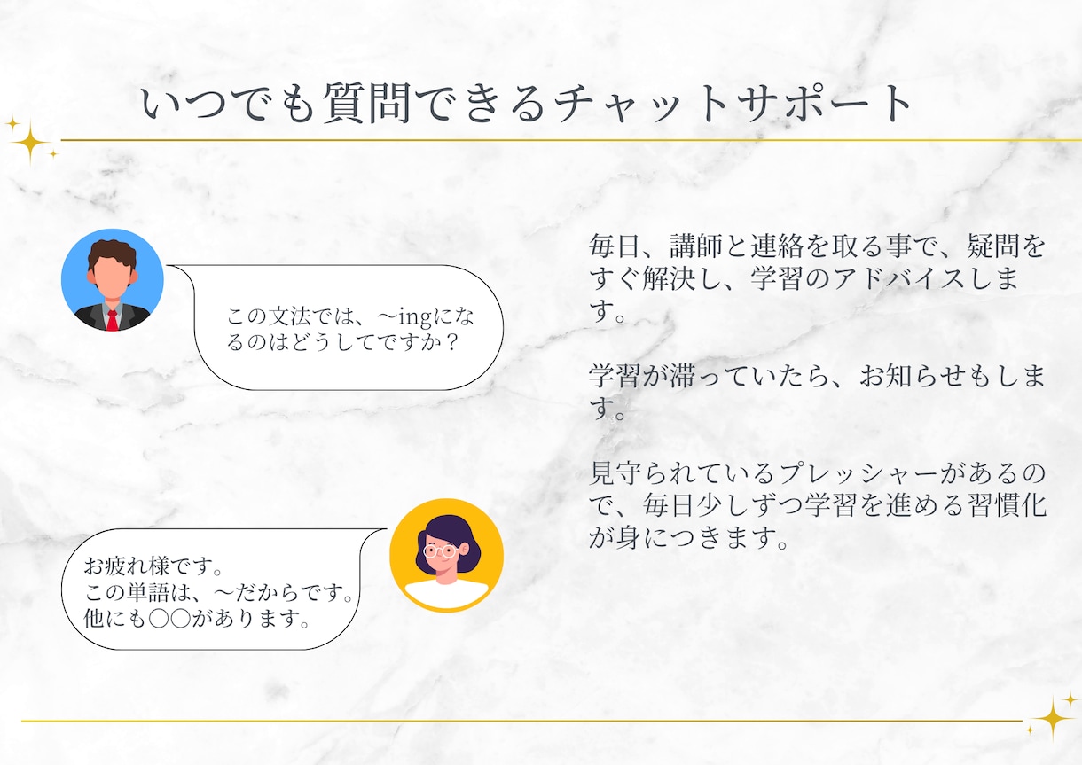 初心者OKの英語学習チャットサポートをします いつでも何回でも質問OKのチャットサポート イメージ2