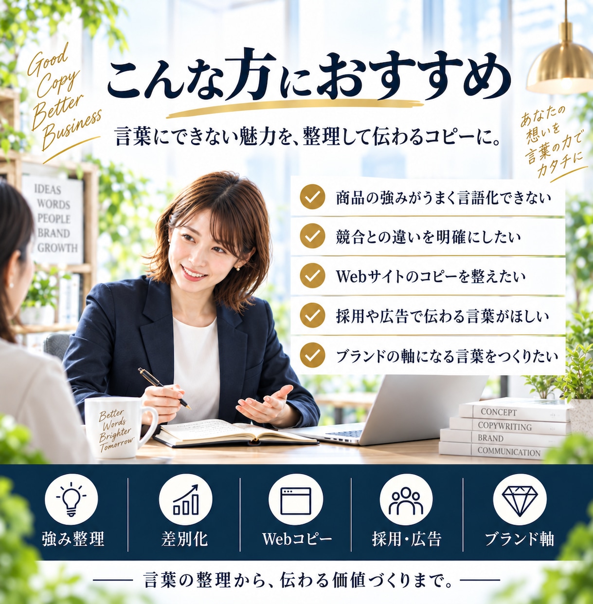 商品の強みを整理しコンセプト・コピーを作ります ヒアリングから魅力を言語化｜5案＋コンセプトシートまでご提案 イメージ2