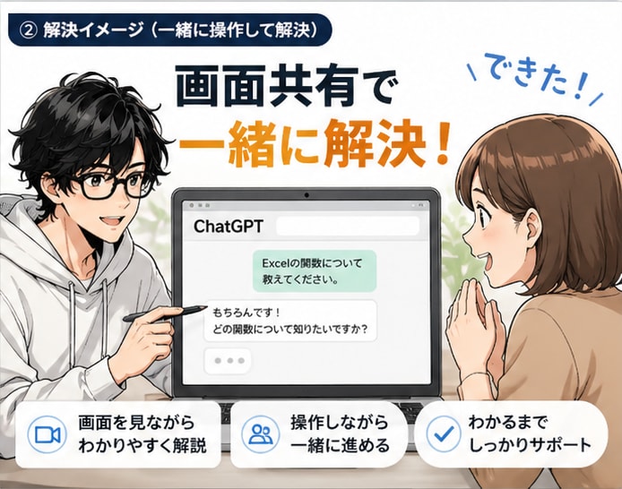 AI・パソコン初心者向け｜60分で解決します AIやパソコン操作の悩みを一緒に解決します イメージ2