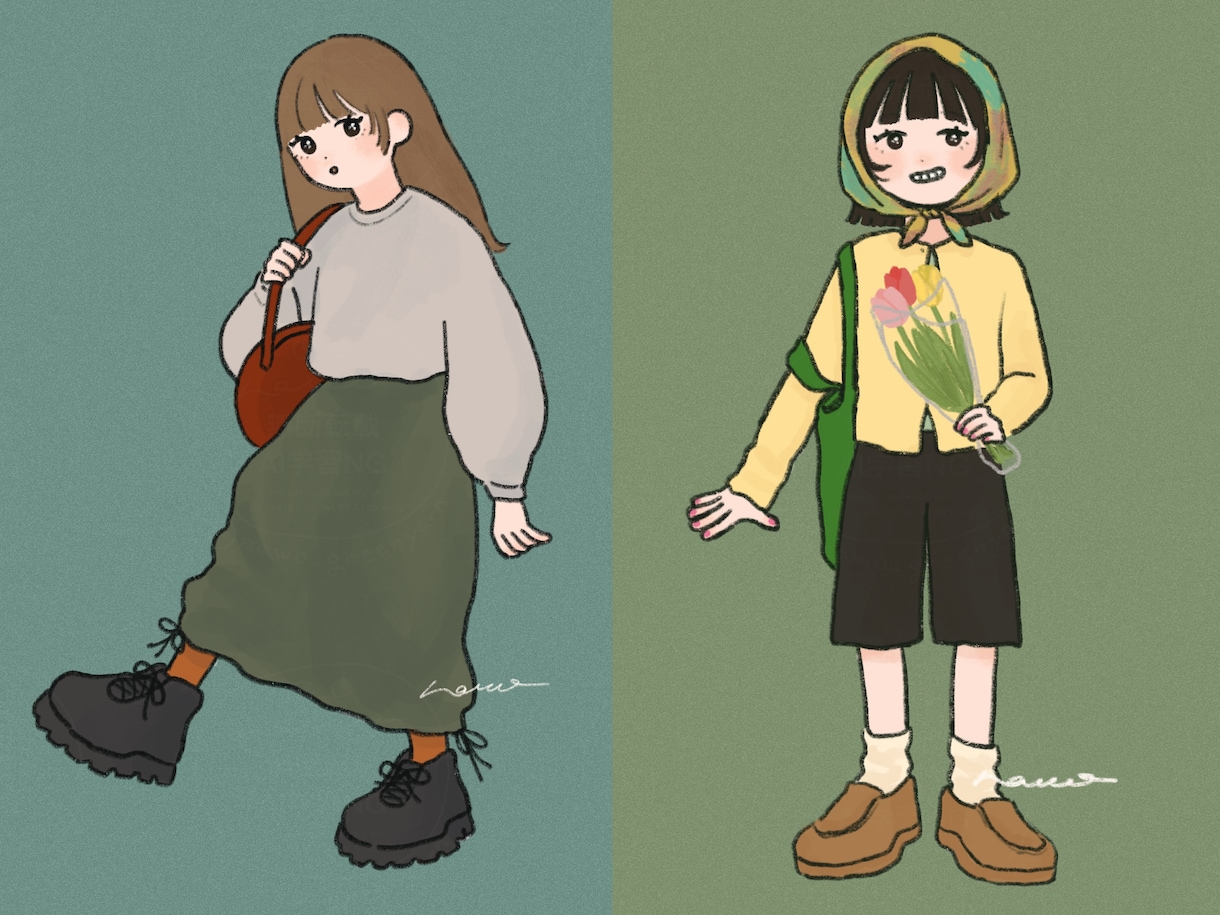 ゆるっと優しいイラスト描きます シンプル〜柄等の描き込みまで丁寧に仕上げます◎ イメージ2