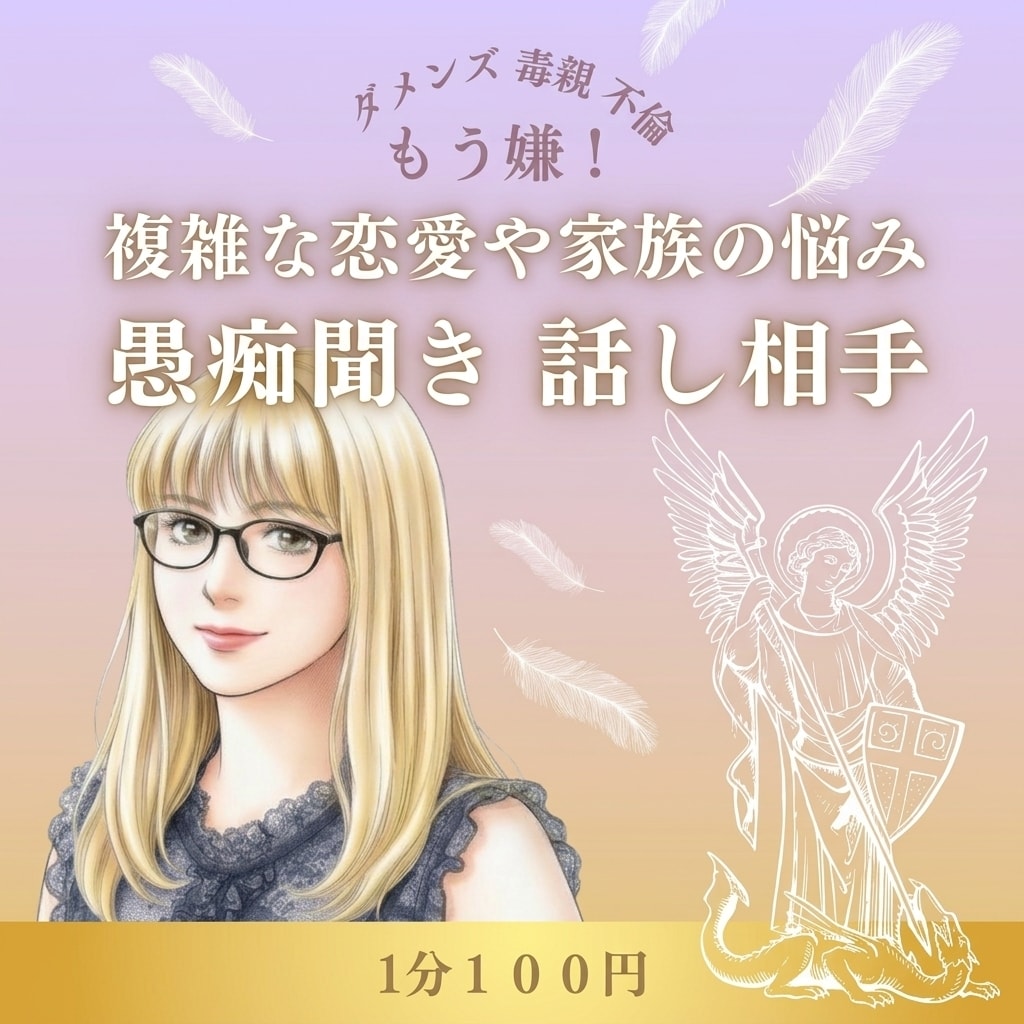 複雑な恋愛や家族の悩みに寄り添います ダメンズ・毒親・不倫で傷ついた心を休められる悩みを話せる場所 イメージ1