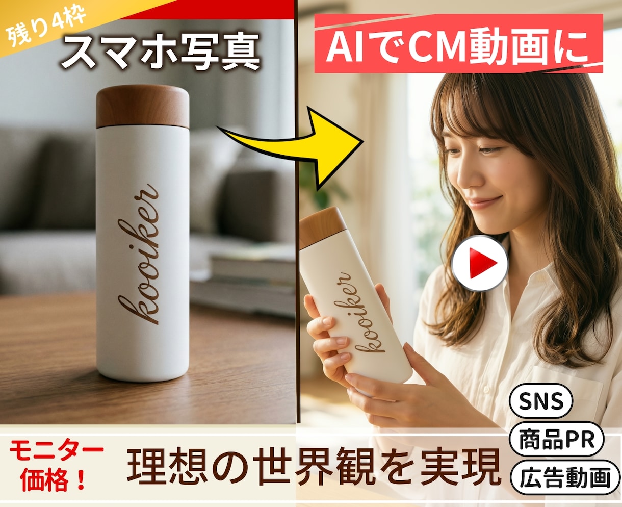 モニター価格！商品・サービスPR動画制作します AI技術で低価格×高品質！理想的な世界観のハイクオリティ動画 イメージ1