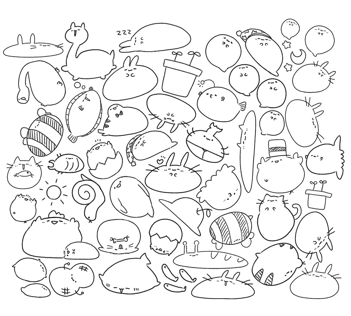 まんまる集合イラスト描いてます 癒しのまんまるキャラクターが1枚の紙に集合！ イメージ1
