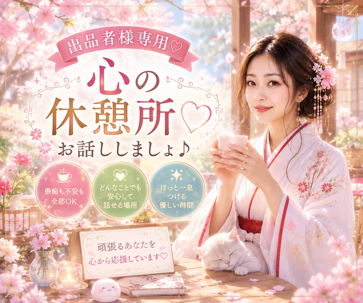 出品者様専用♡心の休憩所♡お話しお聞きします 気軽に話せるお茶友♡相談・愚痴・お悩みなど イメージ1