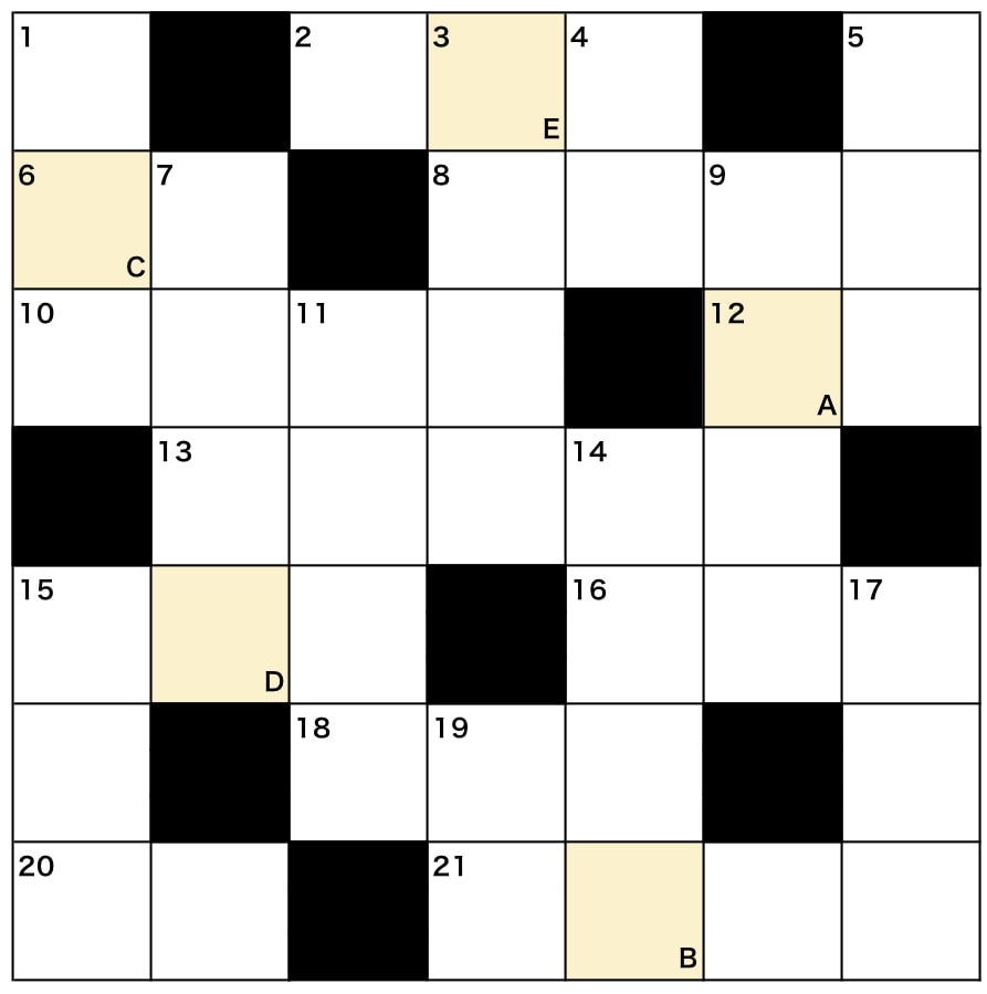 オリジナルクロスワードパズル・7×7サイズ作ります パズルを解いて初めて伝わるメッセージ