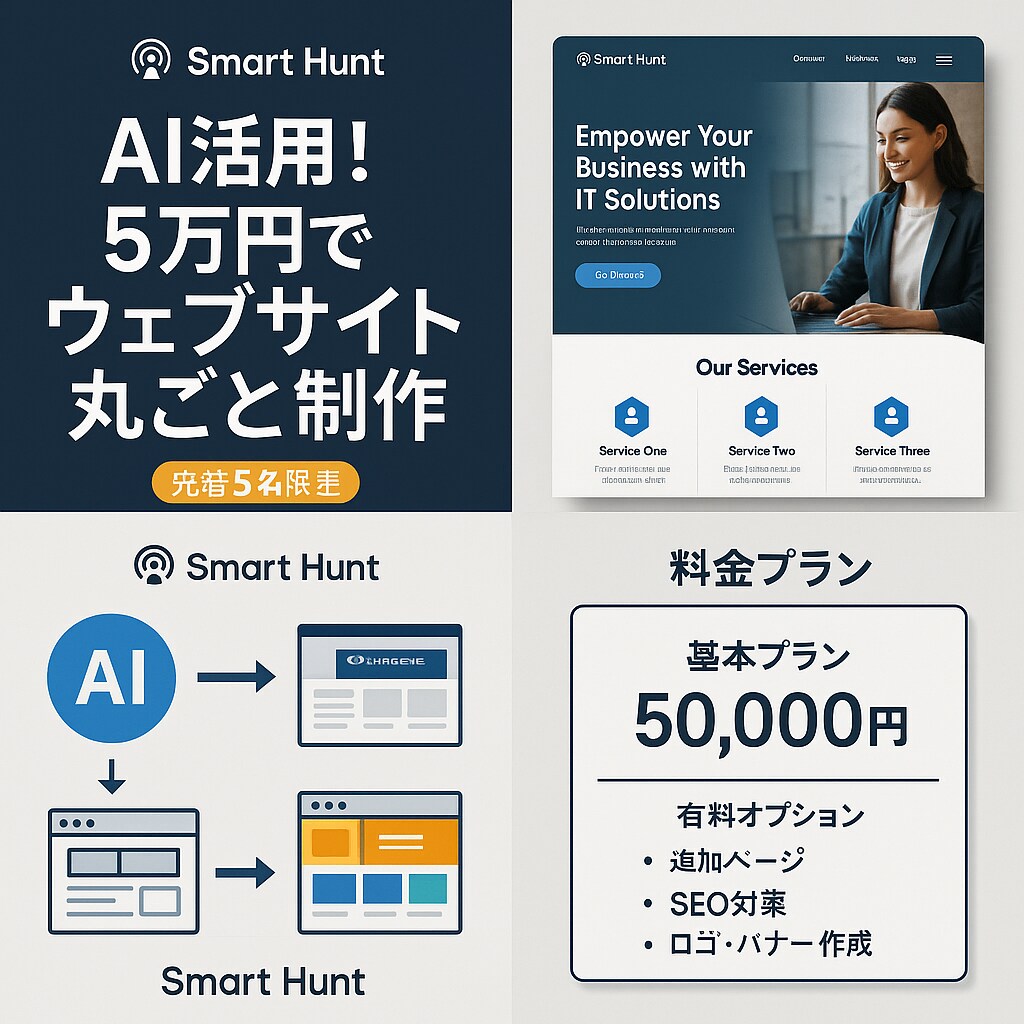 AI活用先着５名５万円でWebサイト請け負います AIの力であなたのビジネスを一歩前へ イメージ1