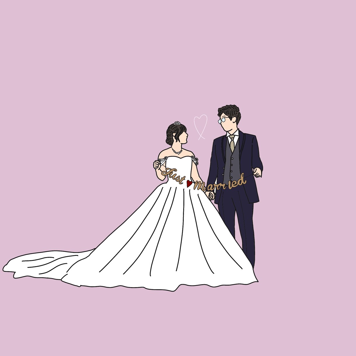 ウエディングアイテムに使えるイラストを描きます ウエディングフォトを線画イラストにします。 イメージ1