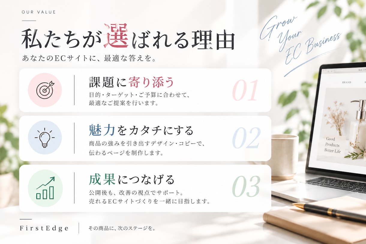 売上・CVRを意識したECページ・LPを制作します 「欲しい」を引き出すEC商品ページを制作します！ イメージ3
