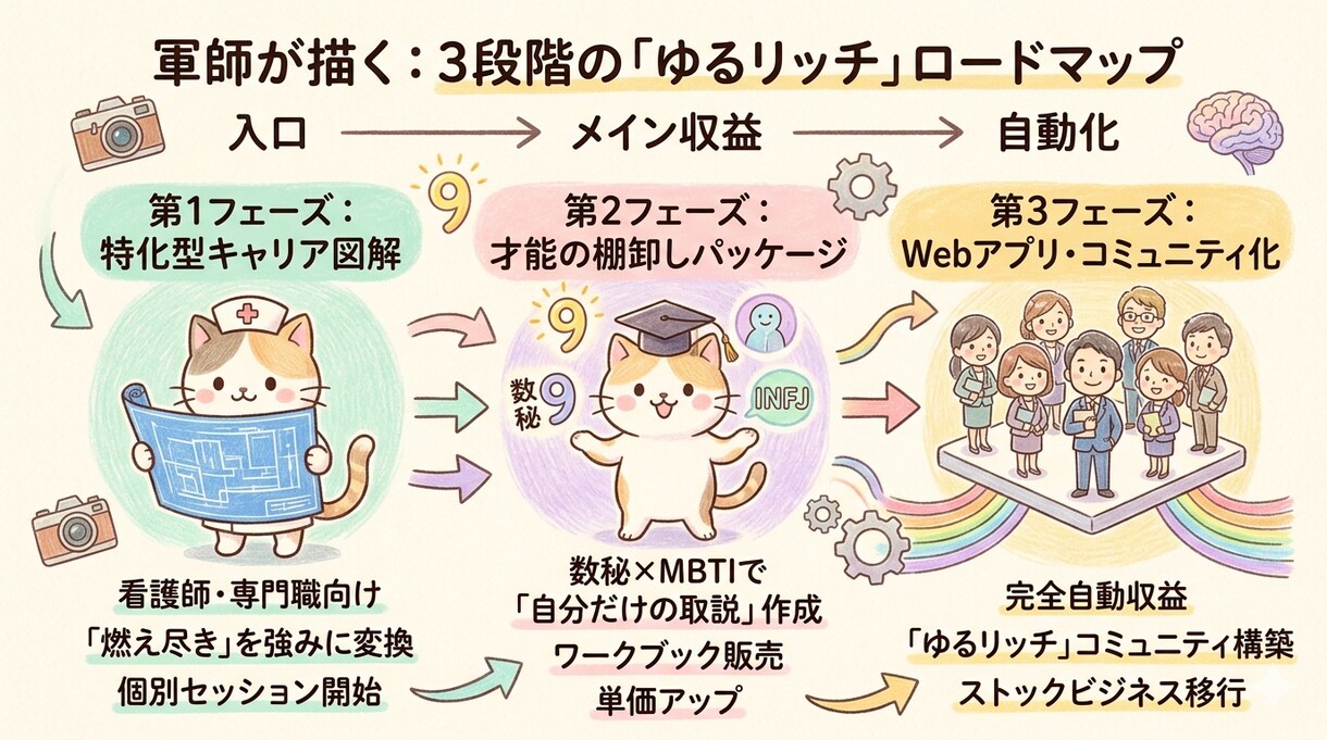 適職診断と性格診断で最適なキャリア戦略を提案します ゆるリッチ計画ーキャリア戦略ー イメージ2