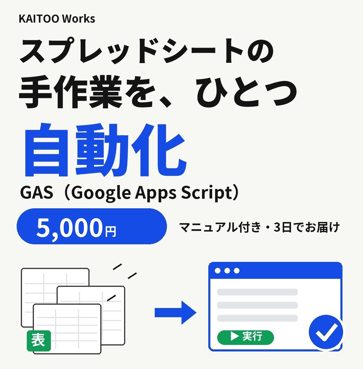 スプレッドシートの手作業を1つGASで自動化します コピペ・転記・一斉メールなど小さな作業を1つ自動化 イメージ1