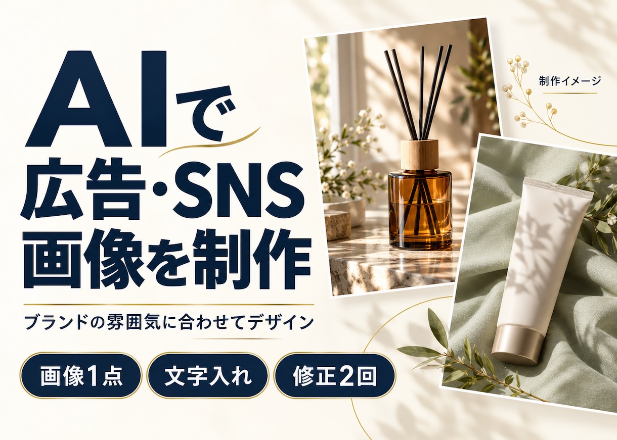 AIでブランドに合う広告・SNS画像を制作します 世界観を大切に、文字入れまで丁寧に仕上げます イメージ1