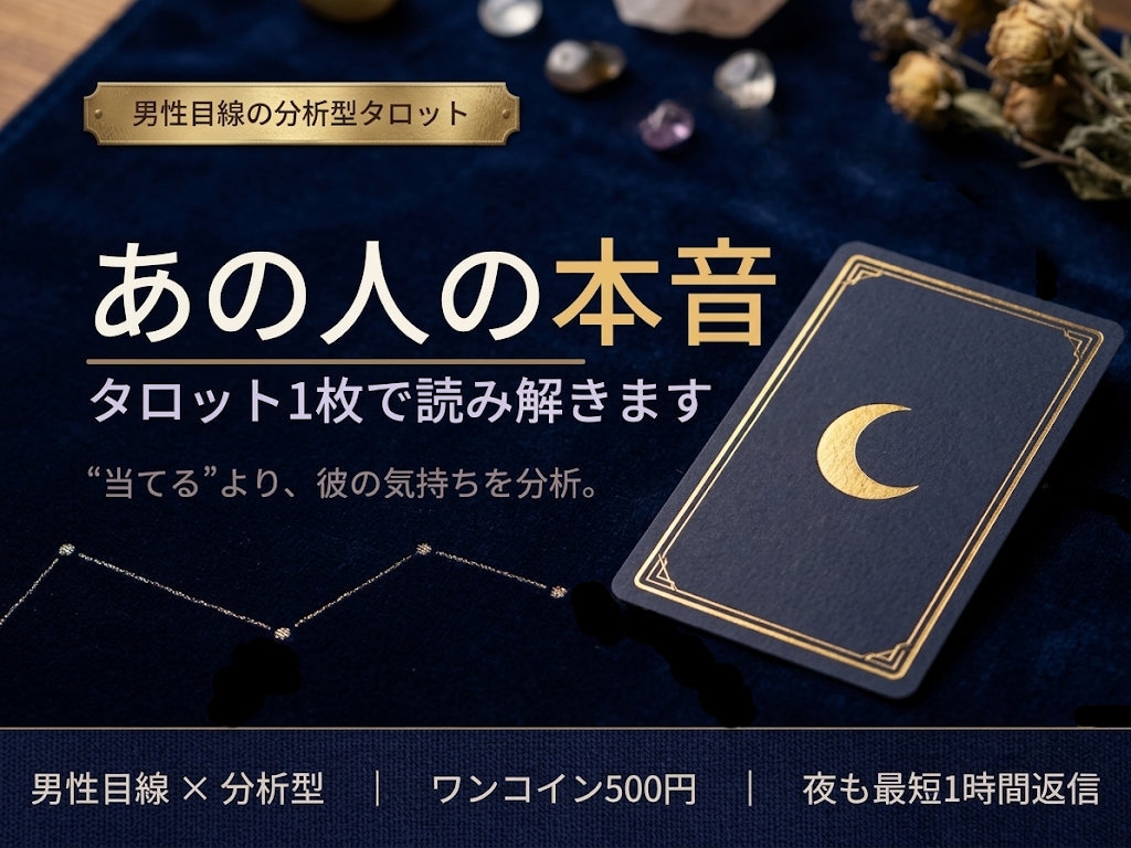 男性目線であの人の本音を夜のうちに読み解きます 連絡がそっけない。その理由まで｜夜も初回最短1時間以内返信 イメージ1