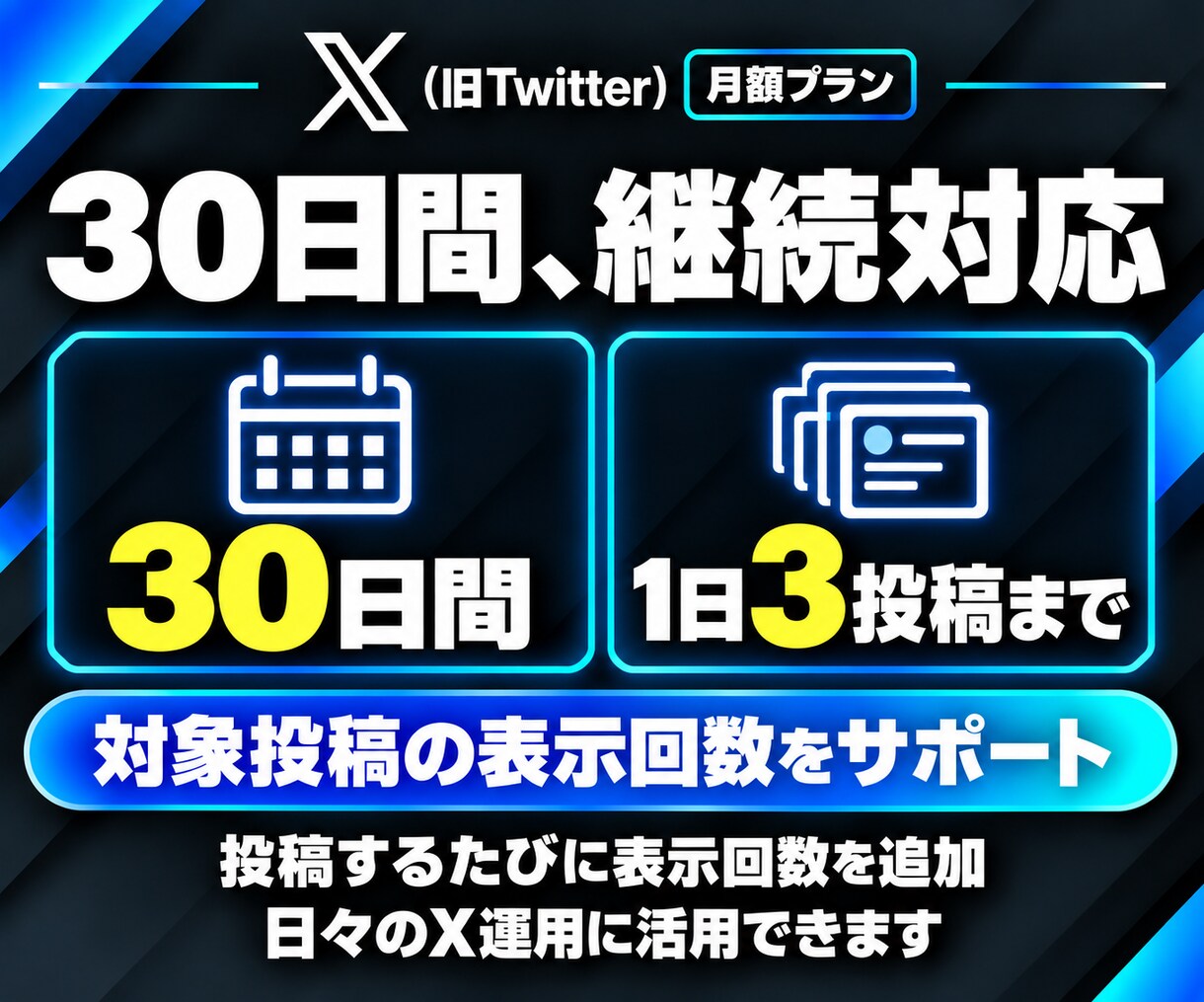 X【月額プラン30日間】インプレッション増加します 1万回増加★Twitterツイート回数無制限★毎日可★ イメージ4