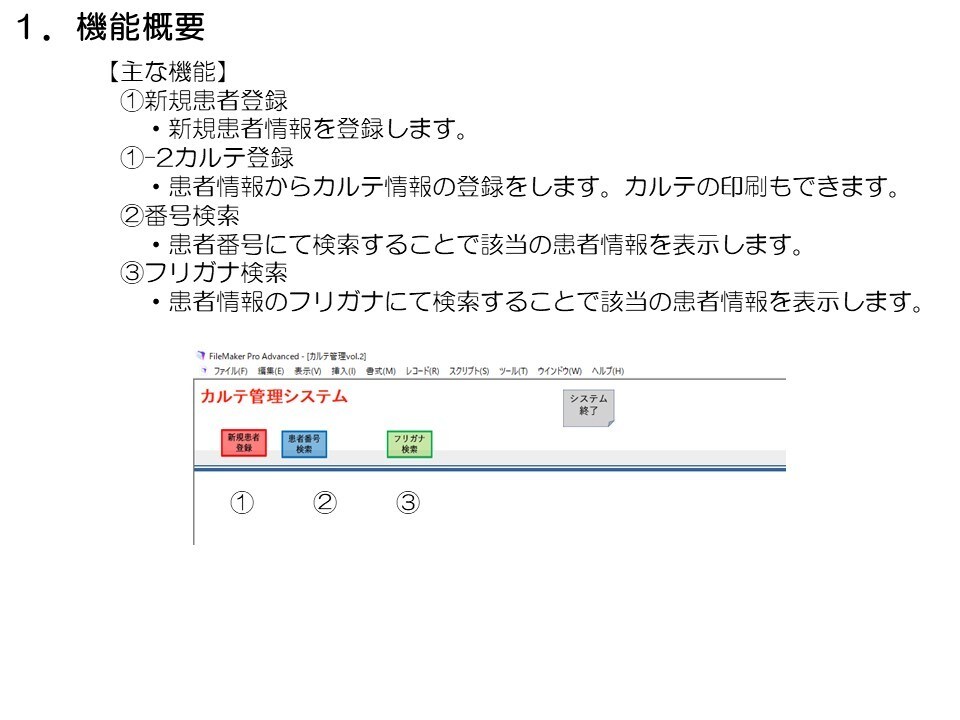 カルテ管理システム（簡易版）を提供します 手軽にカルテ管理ができるソフトです。 イメージ1