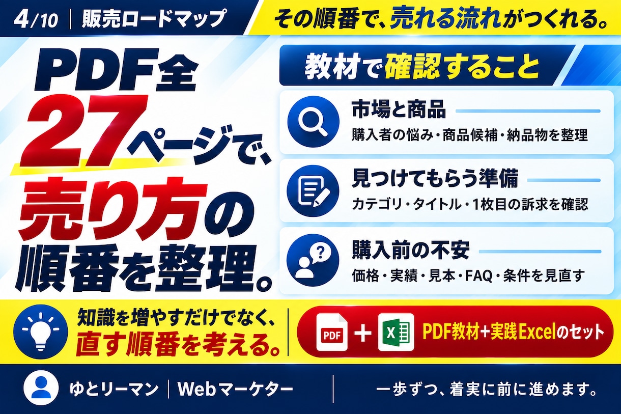 ココナラで0→1→10の販売ロードマップ教えます 売れない場所を5段階で切り分け｜PDF＋実践Excel イメージ4