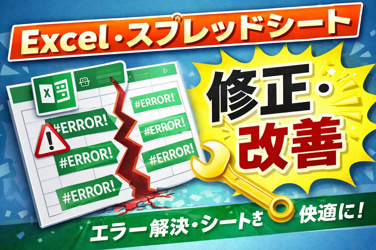 Excel・スプレッドシート修正・改善します Excel・スプレッドシートのトラブル解決します イメージ1