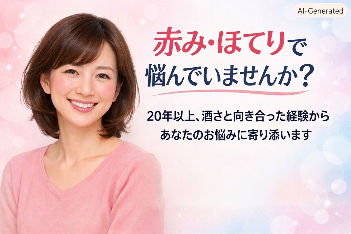 酒さ・敏感肌の悩み、実体験からお話をお聞きします その悩み、誰かに話すだけで、少し楽になるかもしれません イメージ1