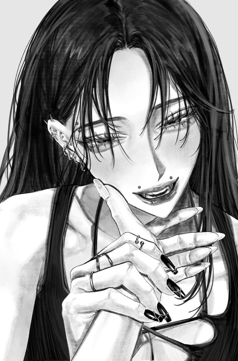 モノクロイラスト描きます 綺麗で目力のある女の子が得意です。 イメージ4