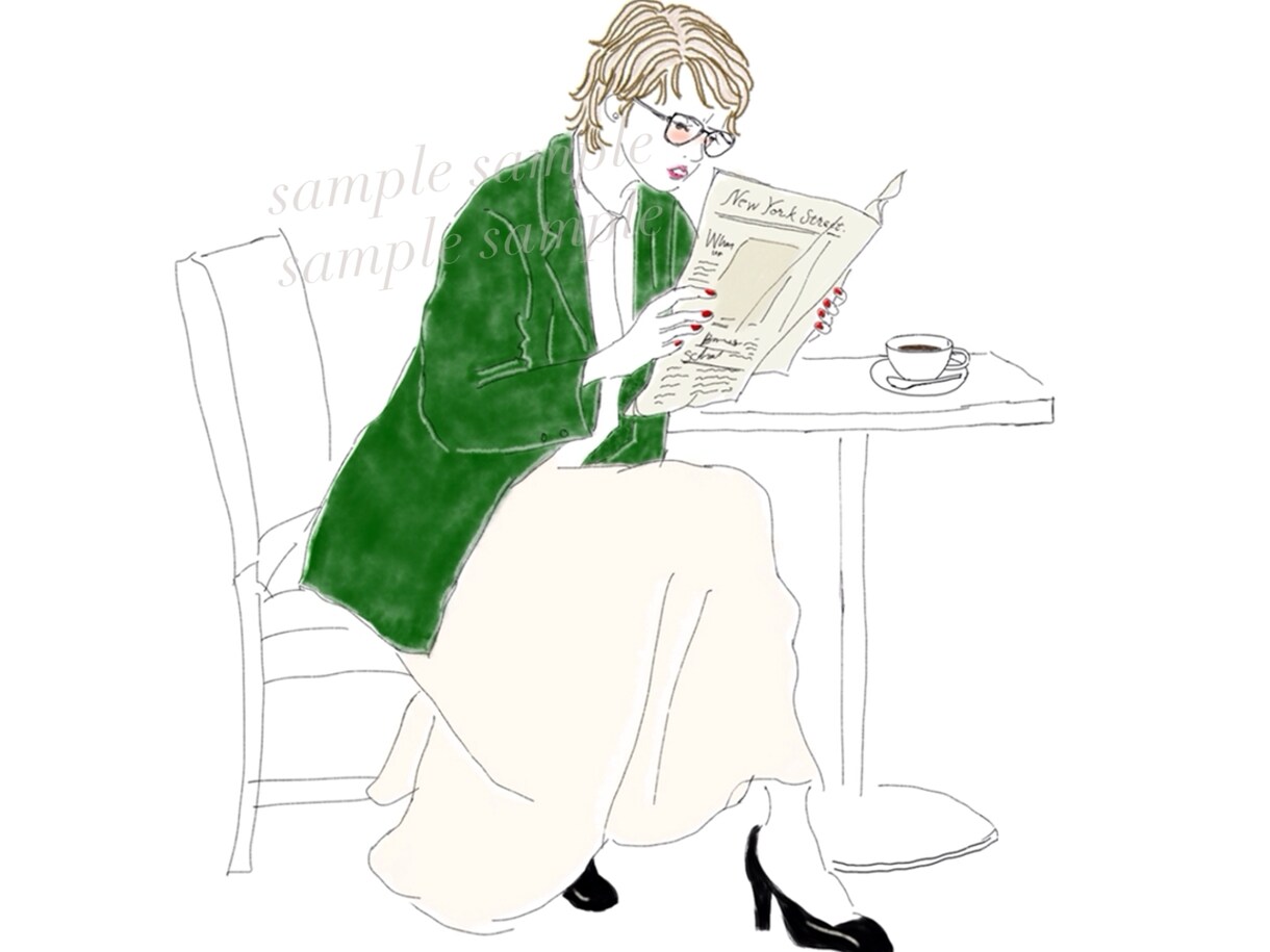 おしゃれで魅力的、自信ある女性イラストお描きします 日常を彩る主役の女性を♪パッと華やかに、印象アップ♪ 水彩 イメージ3