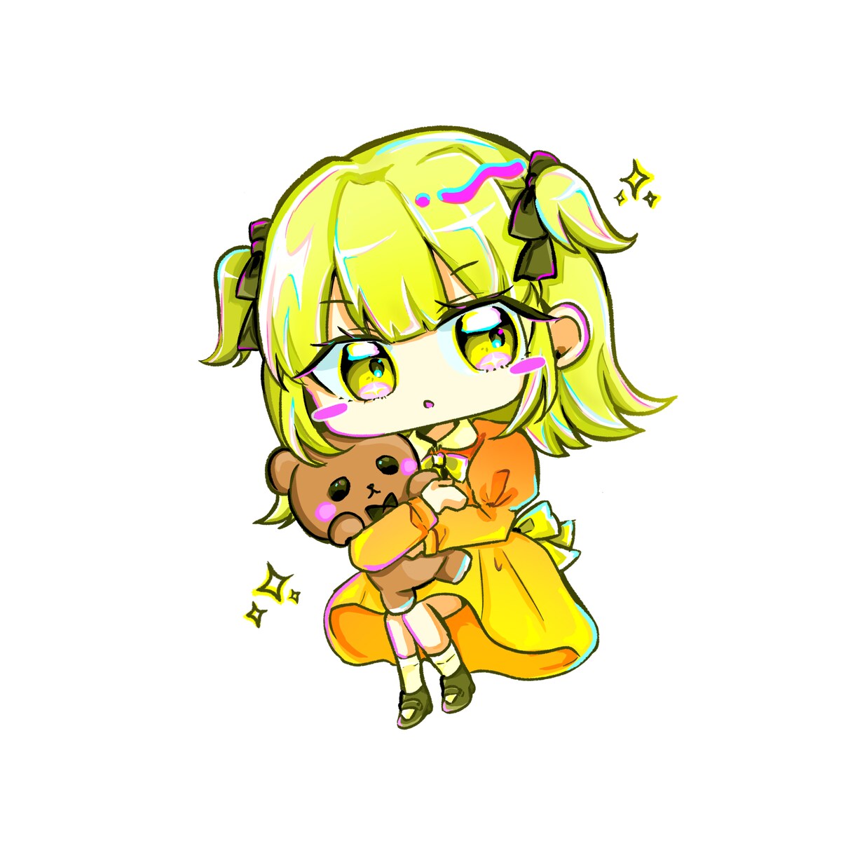 色鮮やかなミニキャラを描きます キラキラとした色彩が特徴のミニキャライラストです イメージ4
